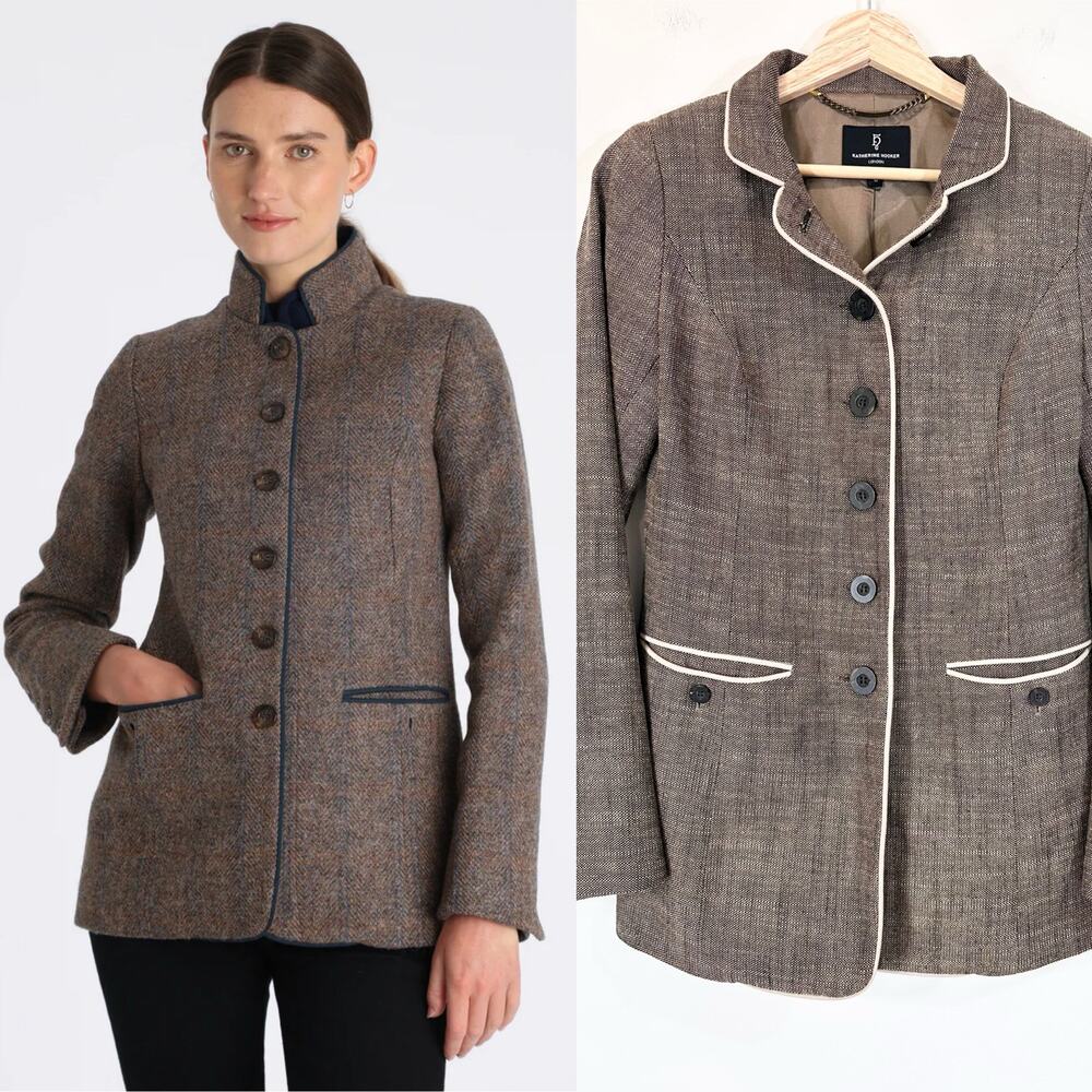 Katherine Hooker London Patmos Jacket‎ Tweed Equestrian | Brown Cream | SZ 6